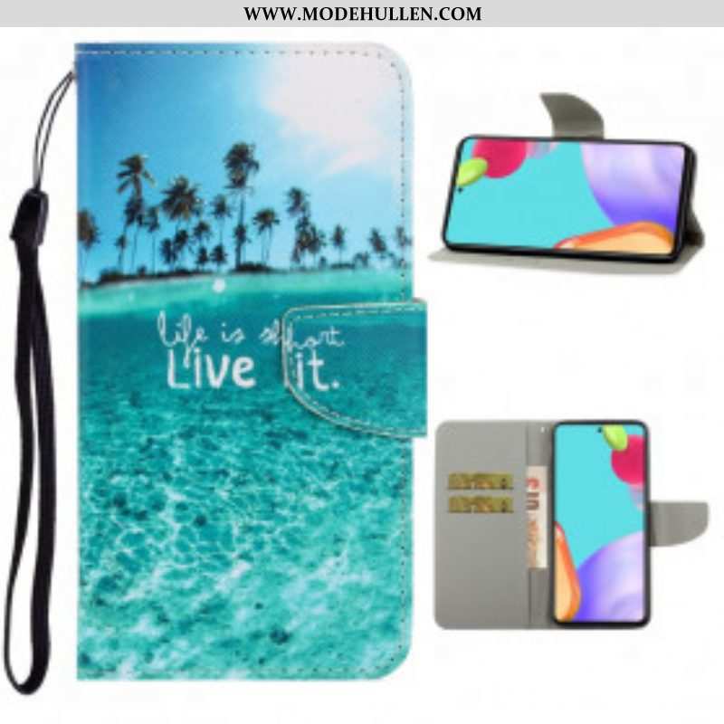 Flip Case Für Samsung Galaxy A52 4G / A52 5G / A52s 5G Mit Kordel Lebe Es Bei Lanyard