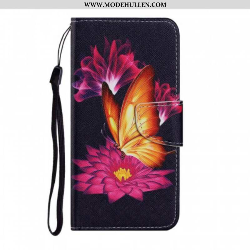 Flip Case Für Samsung Galaxy S22 Ultra 5G Schmetterling Und Lotus