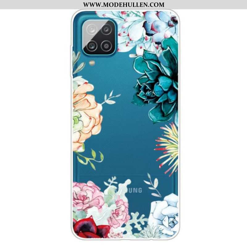 Handyhülle Für Samsung Galaxy M12 / A12 Nahtlose Aquarellblumen