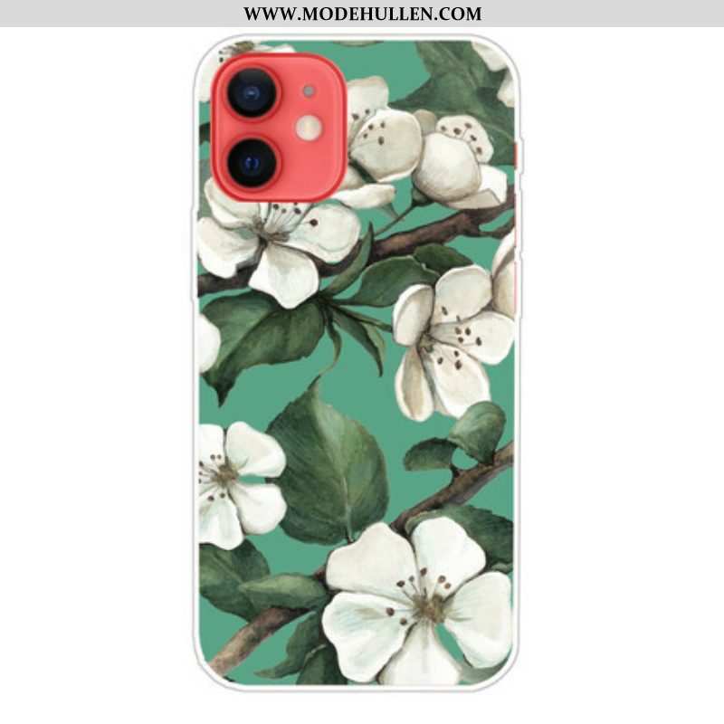 Handyhülle Für iPhone 13 Mini Bemalte Weiße Blumen