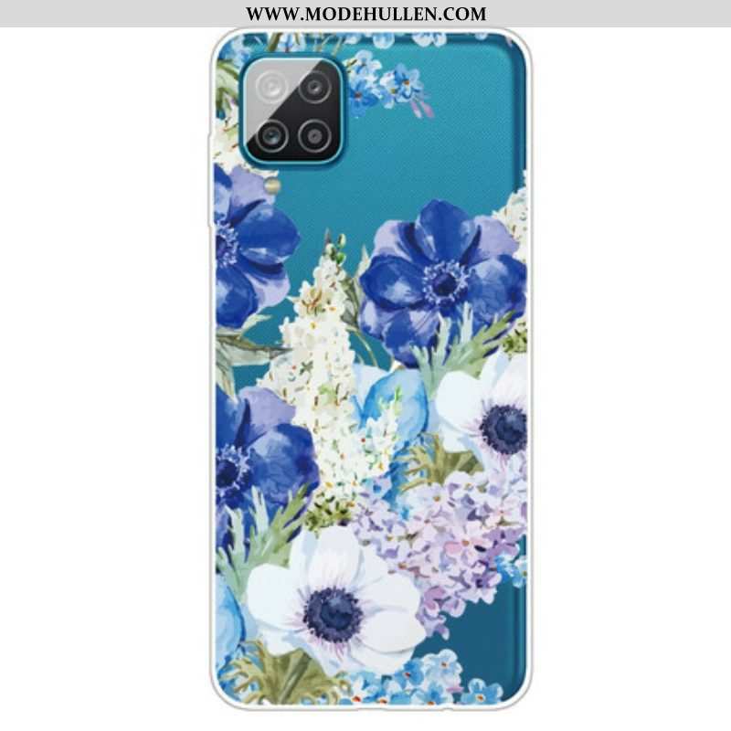 Hülle Für Samsung Galaxy M12 / A12 Nahtlose Aquarellblaue Blumen