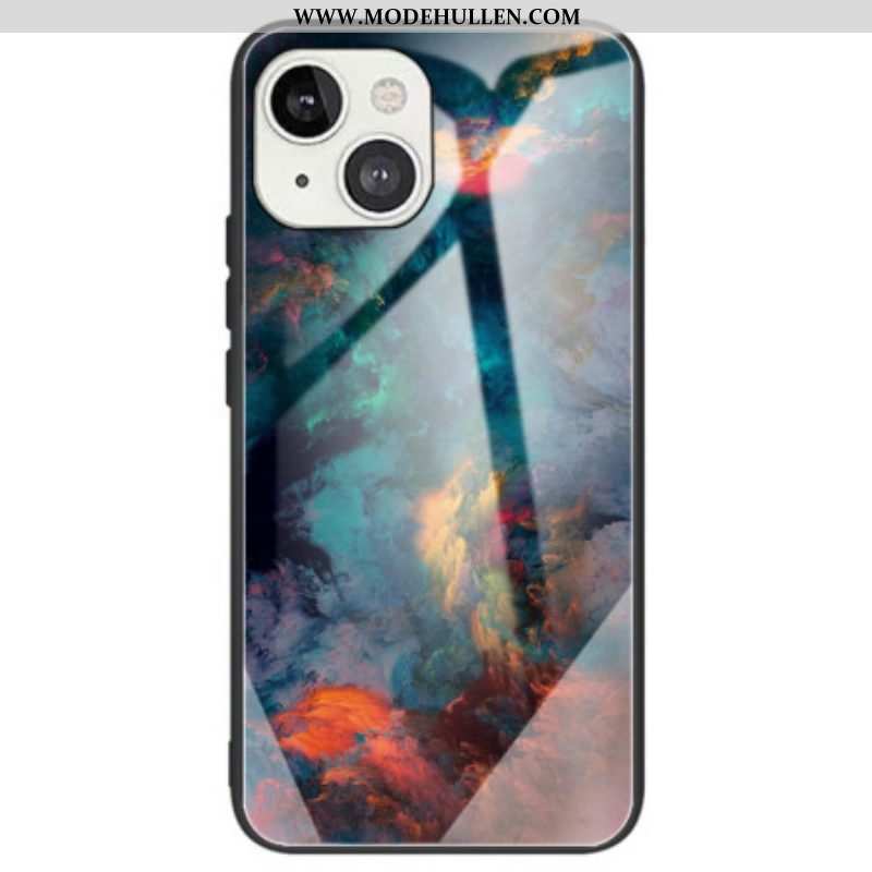 Hülle Für iPhone 14 Gehärtetes Glas Mit Aquarellmuster