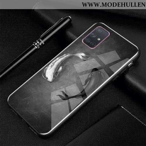 Hülle Samsung Galaxy A71 Glas Persönlichkeit Karikatur Schutz Handy Trend Schwarz