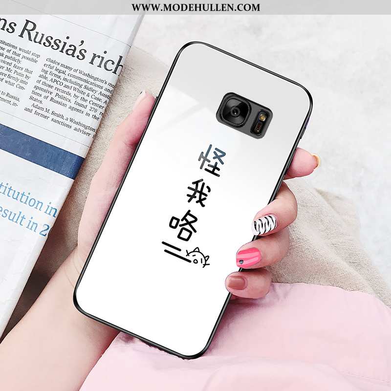 Hülle Samsung Galaxy S7 Silikon Schutz Wind Sterne Weiß Case Glas Weiße