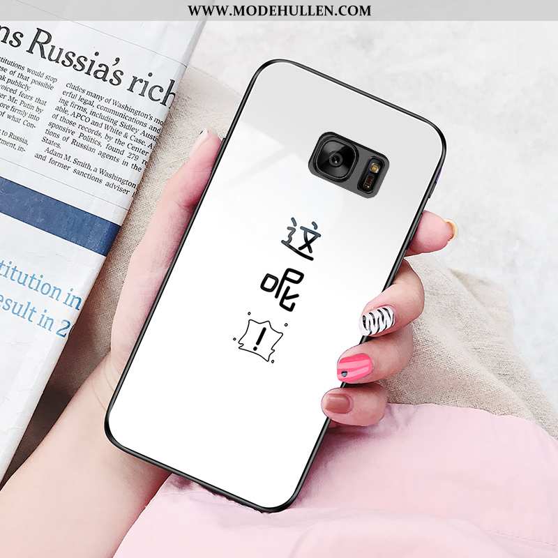 Hülle Samsung Galaxy S7 Silikon Schutz Wind Sterne Weiß Case Glas Weiße