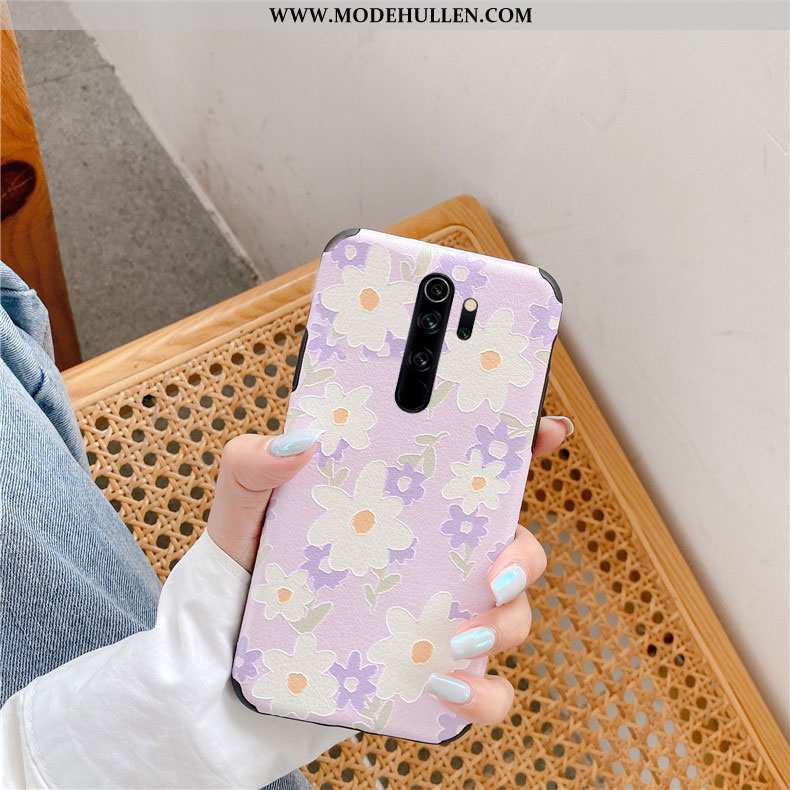 Hülle Xiaomi Redmi Note 8 Pro Prägung Karikatur Schutz Einfassung Case Handy Lila