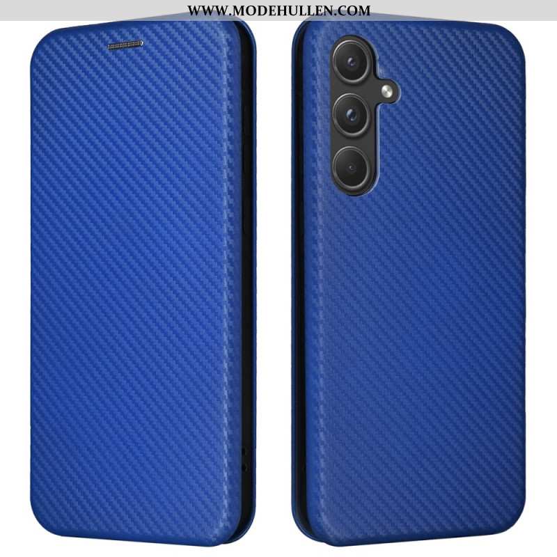 Flip Case Samsung Galaxy A55 5g Handyhülle Kohlefasertextur