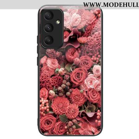 Hülle Für Samsung Galaxy A55 5g Rote Und Rosa Blumen Aus Gehärtetem Glas