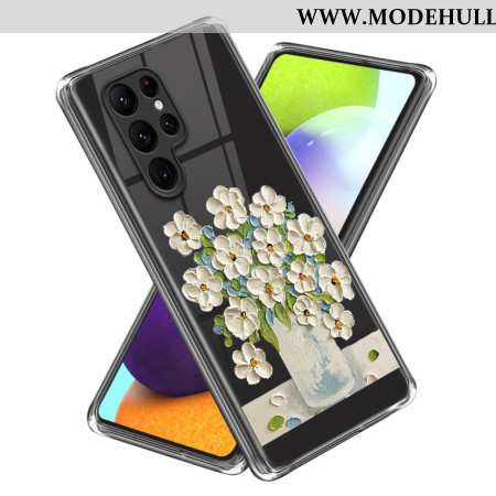 Hülle Für Samsung Galaxy S24 Ultra 5g Gemälde Mit Weißen Blumen