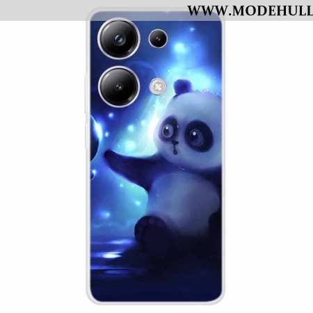 Hülle Für Xiaomi Redmi Note 13 Pro 4g Panda Auf Blauem Hintergrund