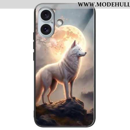 Hülle Für iPhone 16 Plus Gehärtetes Glas Moonlight Wolf