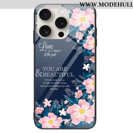 Hülle Für iPhone 16 Pro Max Rosa Blumen Aus Gehärtetem Glas