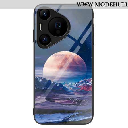 Hülle Huawei Pura 70 Pro Handyhülle White Planet Gehärtetes Glas