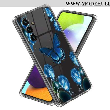 Hülle Samsung Galaxy A15 5g Blaue Schmetterlinge Und Blumen