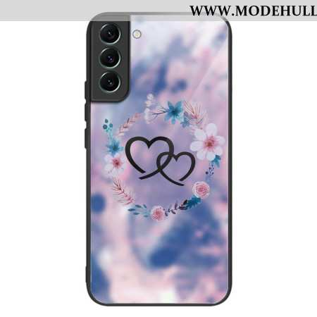 Hülle Samsung Galaxy S24 5g Herzen Und Blumen Aus Gehärtetem Glas