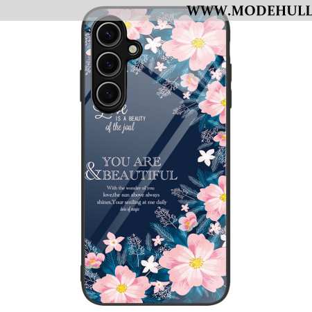 Hülle Samsung Galaxy S24 Fe Handyhülle Rosa Blumen Aus Gehärtetem Glas