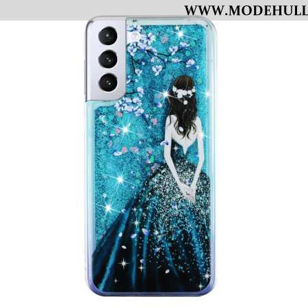 Hülle Samsung Galaxy S24 Plus 5g Blue Girl Glitzerflüssigkeit