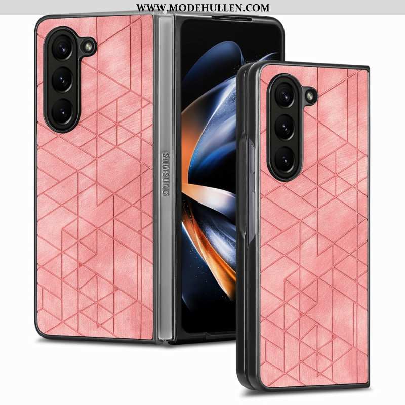 Hülle Samsung Galaxy Z Fold 5 Geometrische Muster Aus Kunstleder