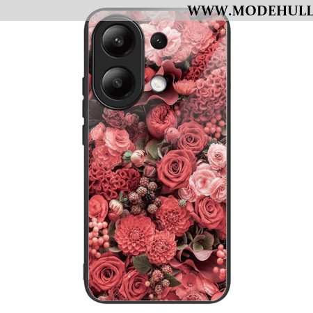 Hülle Xiaomi Redmi Note 13 4g Rote Blumen Aus Gehärtetem Glas