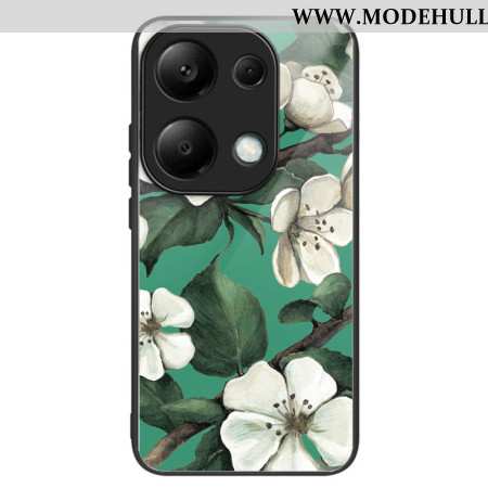 Hülle Xiaomi Redmi Note 13 Pro 4g Handyhülle Weiße Blumen Aus Gehärtetem Glas