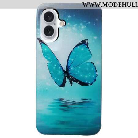 Hülle iPhone 16 Blauer Schmetterling