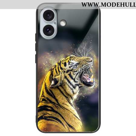 Hülle iPhone 16 Plus Brüllender Tiger Aus Gehärtetem Glas