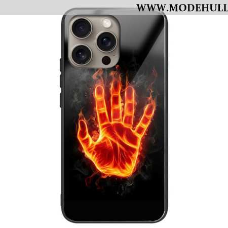 Hülle iPhone 16 Pro Handyhülle Hand On Fire Gehärtetes Glas