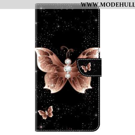 Lederhüllen Für Oppo A98 5g Rosa Diamant-schmetterling