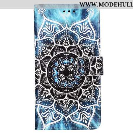 Lederhüllen Für Samsung Galaxy A15 Blumenmandala Mit Riemen