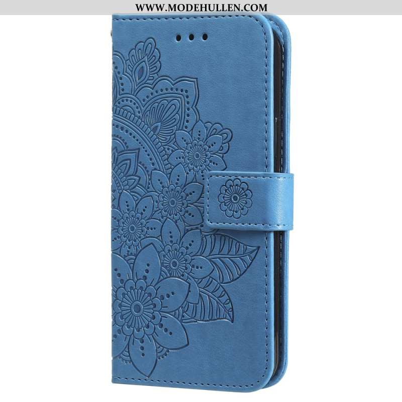 Lederhüllen Für Samsung Galaxy S24 5g Blumenmandala Mit Schlüsselband