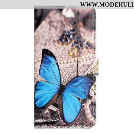 Lederhüllen Für Samsung Galaxy S24 Fe Blauer Schmetterling