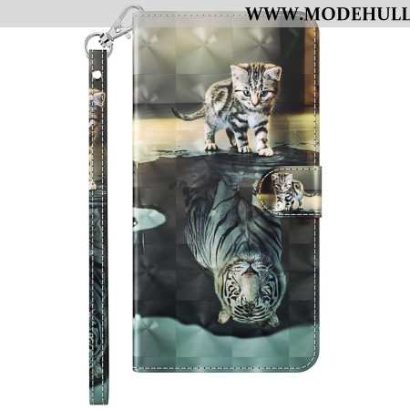 Lederhüllen Für Xiaomi Redmi Note 13 4g Katze Und Tiger Mit Riemen