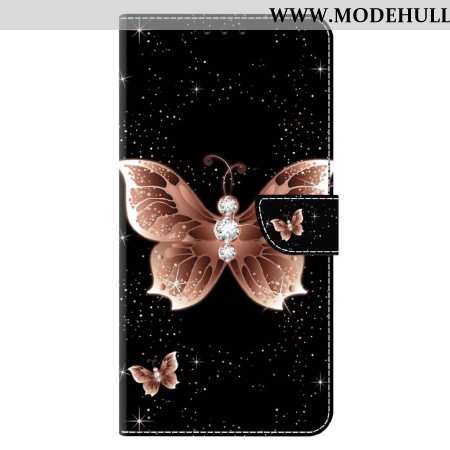 Lederhüllen Für Xiaomi Redmi Note 13 4g Rosa Diamant-schmetterlinge