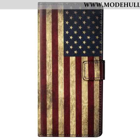 Lederhüllen Für Xiaomi Redmi Note 13 5g Amerikanische Flagge Im Vintage-stil