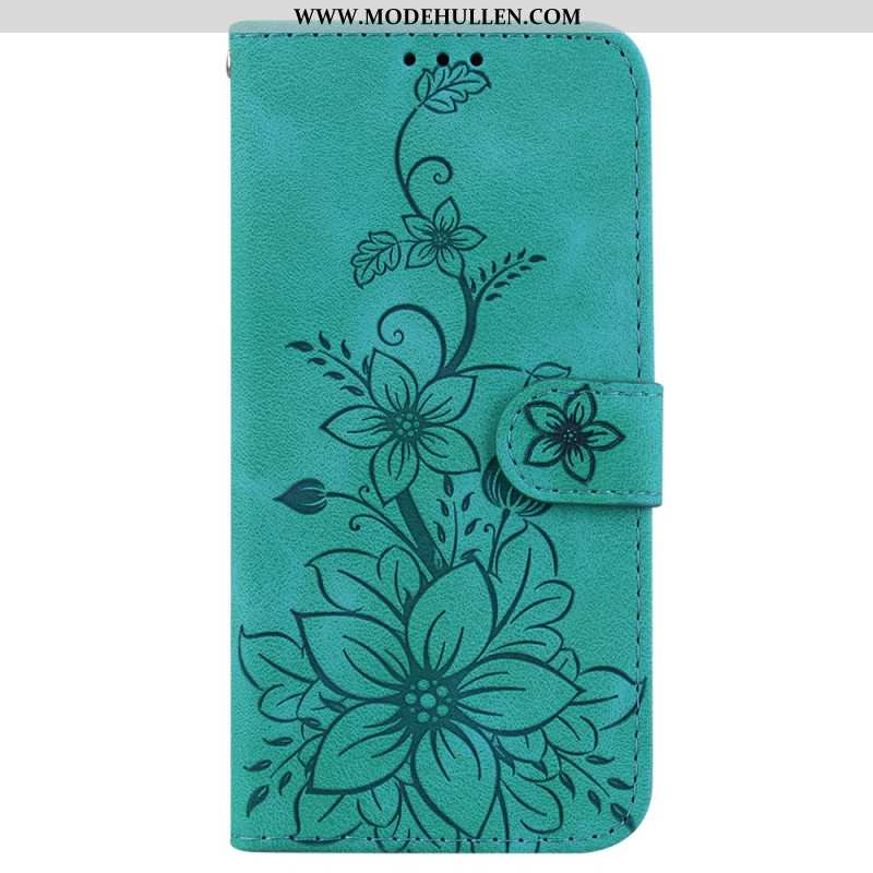 Lederhüllen Für iPhone 16 Blumenmuster Mit Riemen