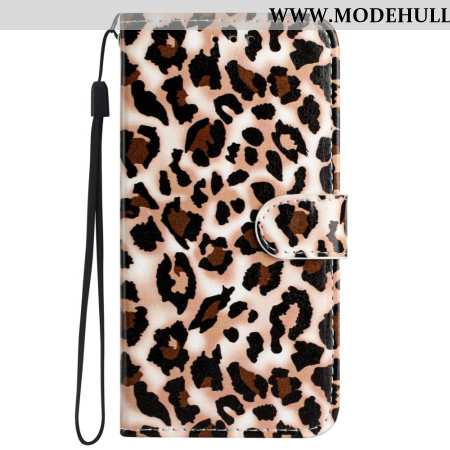 Lederhüllen Für iPhone 16 Leopardenmuster Mit Riemen