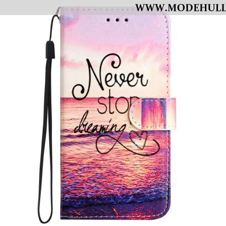 Lederhüllen Für iPhone 16 Plus Never Stop Dreaming Mit Strap