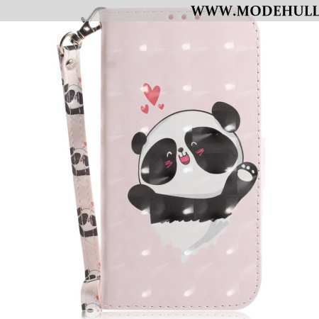 Lederhüllen Für iPhone 16 Plus Panda Love Mit Riemen