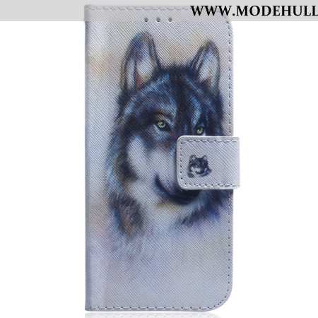 Lederhüllen Google Pixel 8a Handyhülle Aquarell Wolf