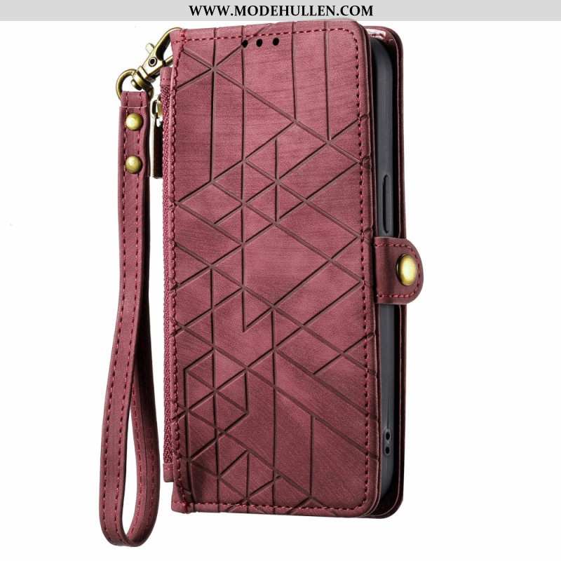 Lederhüllen Google Pixel 9 Handyhülle Geometry Strap Wallet