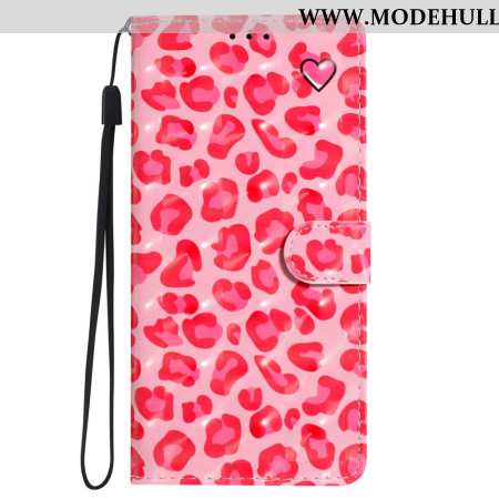 Lederhüllen Oppo A98 5g Handyhülle 3d-rosa-leopard Mit Riemen