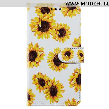 Lederhüllen Oppo A98 5g Handyhülle Riemen-sonnenblumen