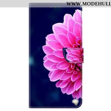 Lederhüllen Oppo A98 5g Handyhülle Rosa Blumen Auf Blauem Hintergrund