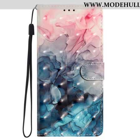 Lederhüllen Oppo A98 5g Handyhülle Rosa Und Blauer Marmor Mit Riemen