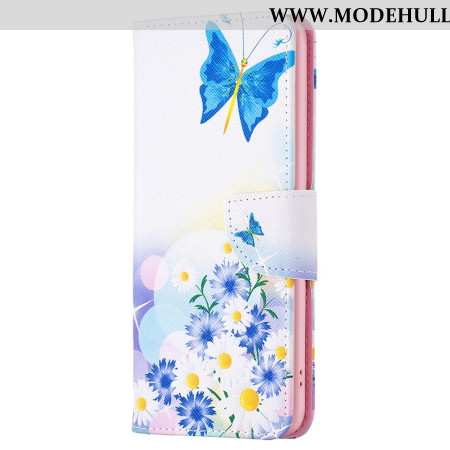 Lederhüllen Oppo A98 5g Handyhülle Schmetterlings- Und Blumenaquarell