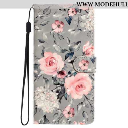 Lederhüllen Oppo A98 5g Rosa Blumen Mit Riemen