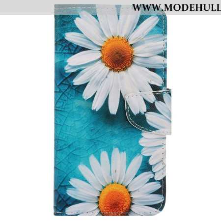 Lederhüllen Samsung Galaxy A15 5g Handyhülle Riemen Chrysantheme