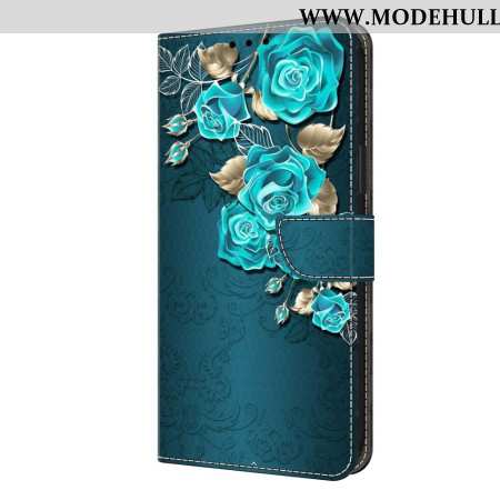 Lederhüllen Samsung Galaxy A15 Blaue Rosen