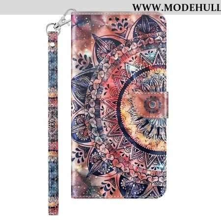 Lederhüllen Samsung Galaxy S24 5g Handyhülle Buntes Mandala Mit Riemen