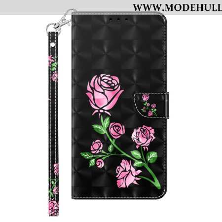 Lederhüllen Samsung Galaxy S24 5g Handyhülle Rosenblüten Mit Riemen